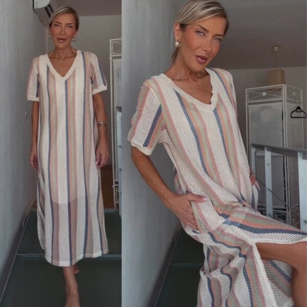 Vestido Crochet Rayas - Imagen 3