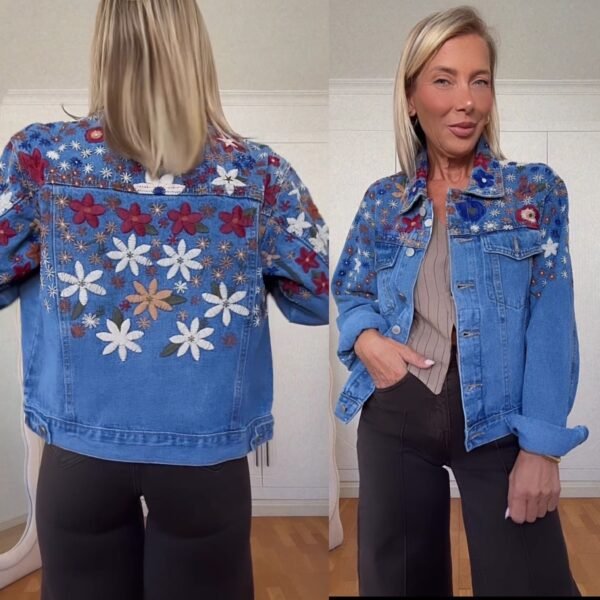 Cazadora Denim Flores
