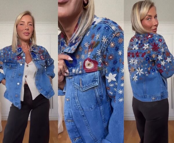 Cazadora Denim Flores - Imagen 2