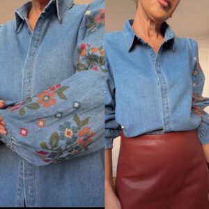 Camisa Denim Flores