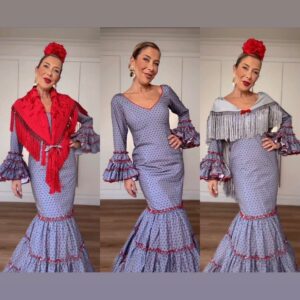 Traje Córdoba Gris lunar Rojo