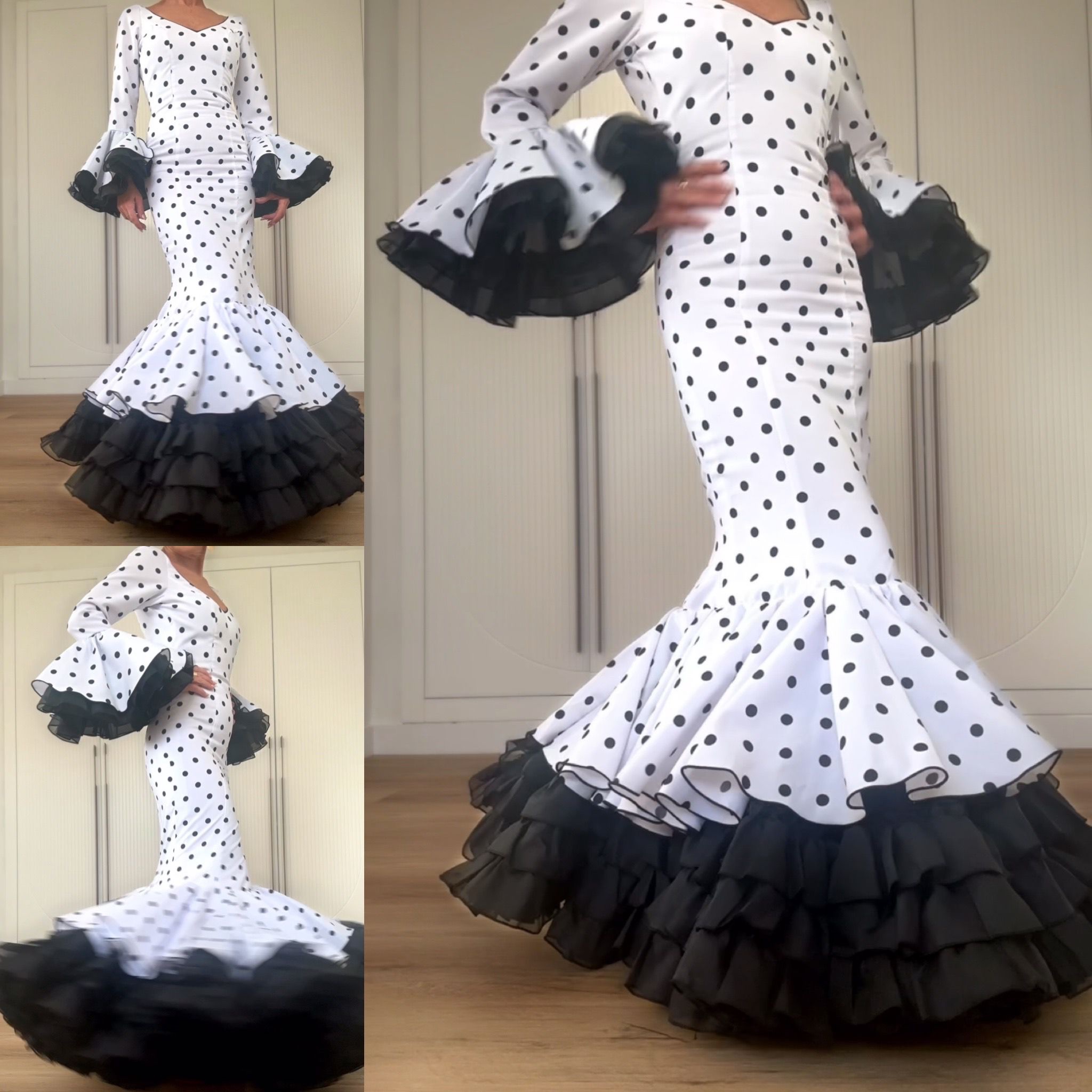 Traje Cristina Blanco lunar Negro