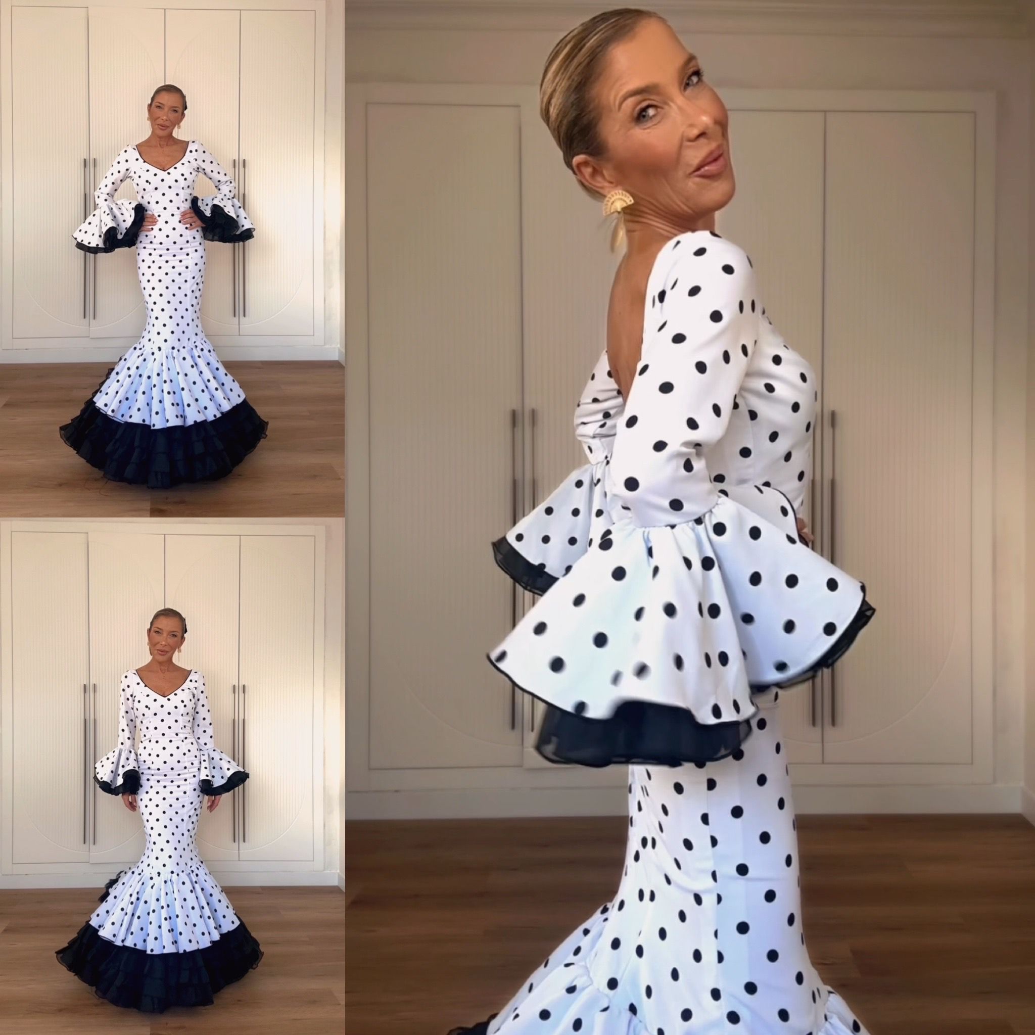 Traje Cristina Blanco lunar Negro - Imagen 3