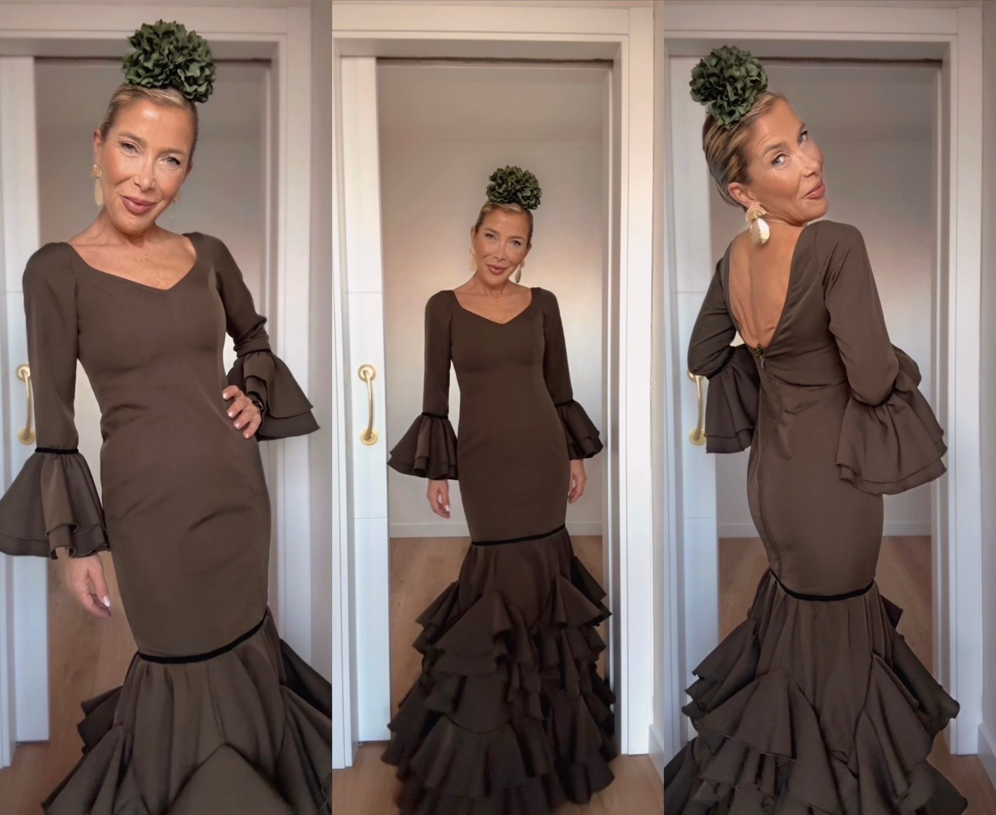 Traje Málaga Verde Caqui Liso