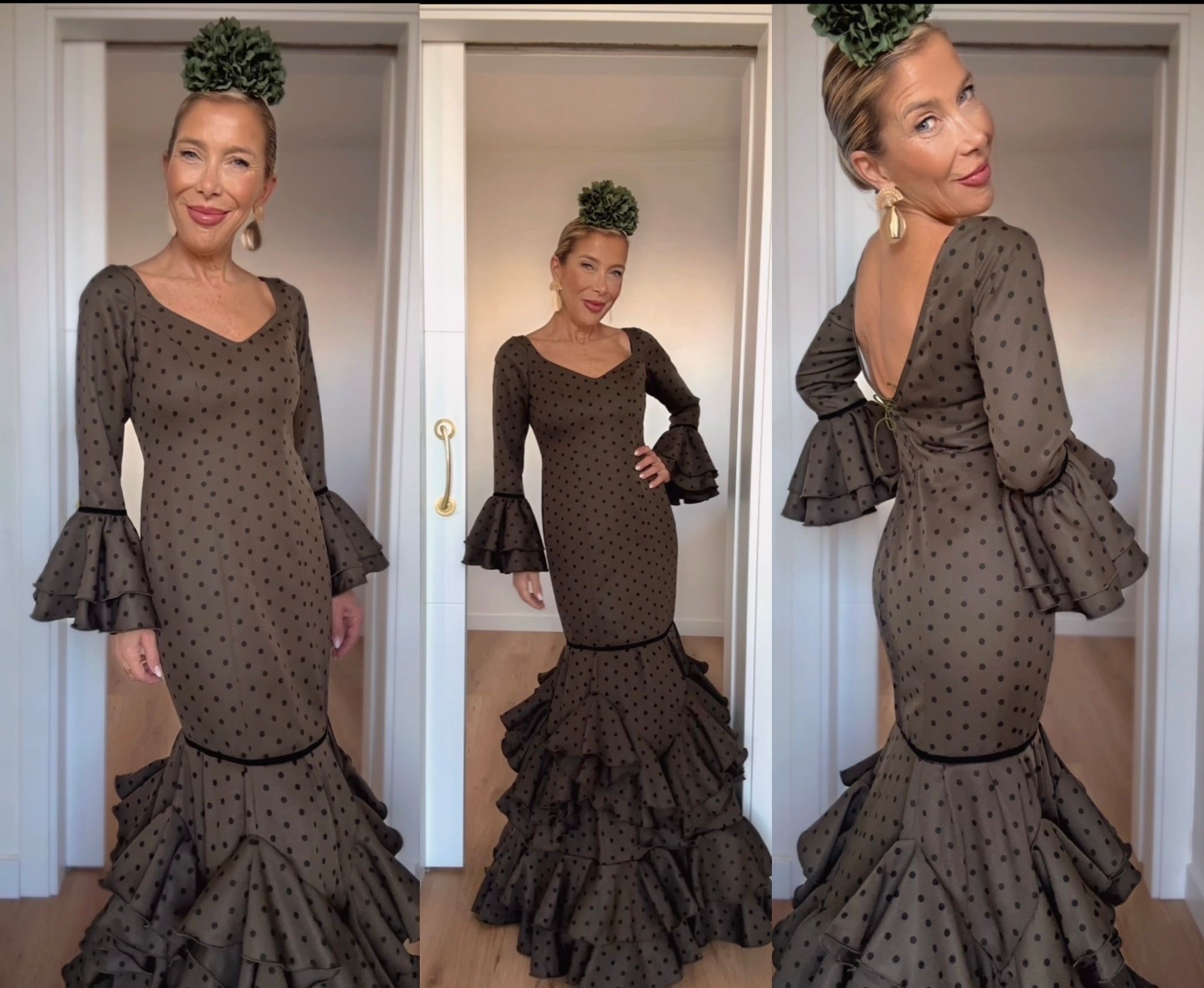 Traje Málaga Verde Caqui Lunar