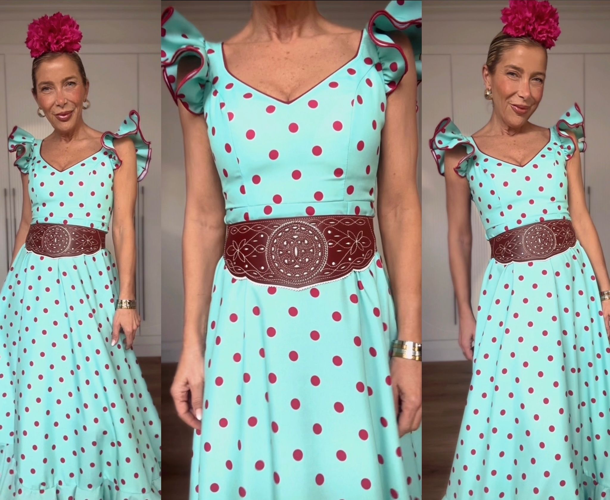 Bata Princesa Verde Agua Lunar Fucsia - Imagen 2