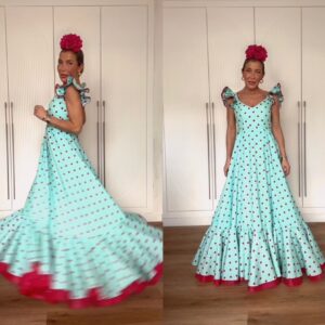 Bata Princesa Verde Agua Lunar Fucsia