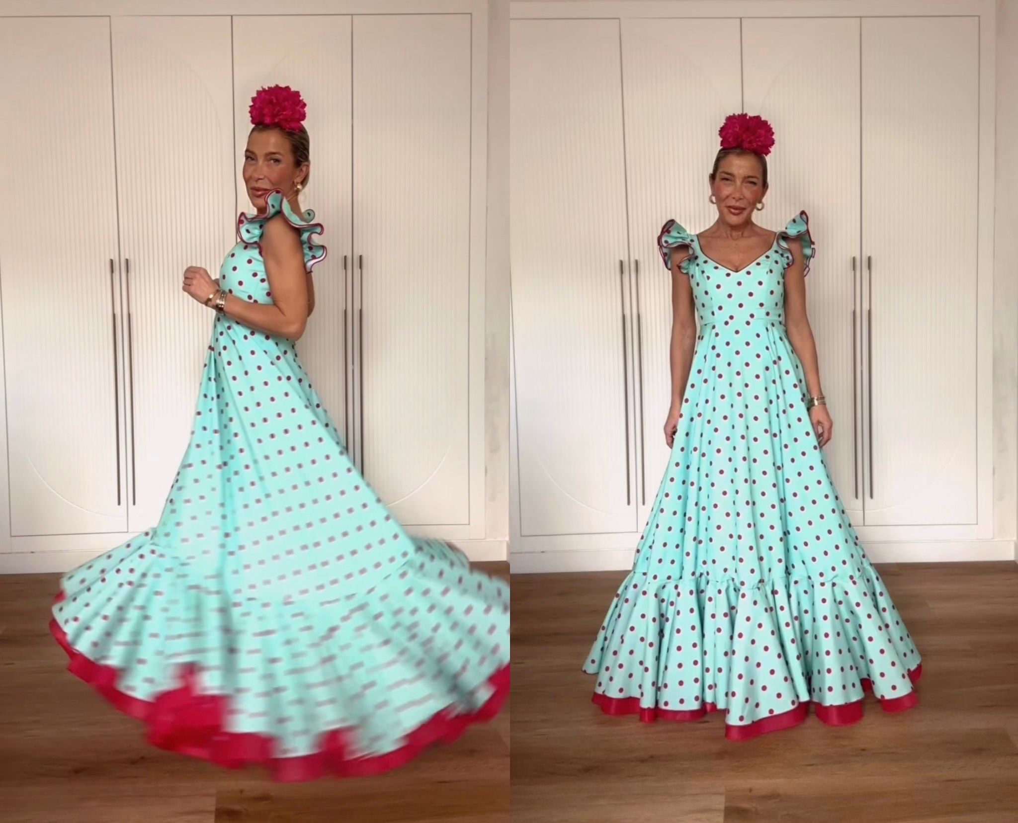 Bata Princesa Verde Agua Lunar Fucsia