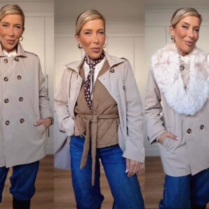 Gabardina Corta Botones Beige