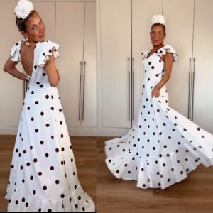 Bata Romero Blanco Roto lunar Marrón Chocolate