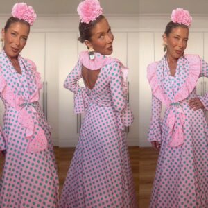 Bata Mariquilla Rosa Lunar Verde Agua