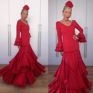 Traje Soleá Rojo Lunar Rojo